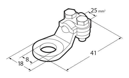 Disegno tecnico quotato di Set 2 pz capicorda di potenza in ottone nichelato, con, con le misure, vista 2