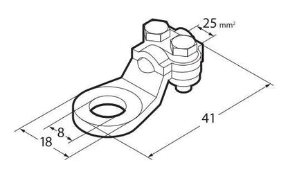 Disegno tecnico quotato di Set 2 pz capicorda di potenza in ottone nichelato, con, con le misure, vista 2