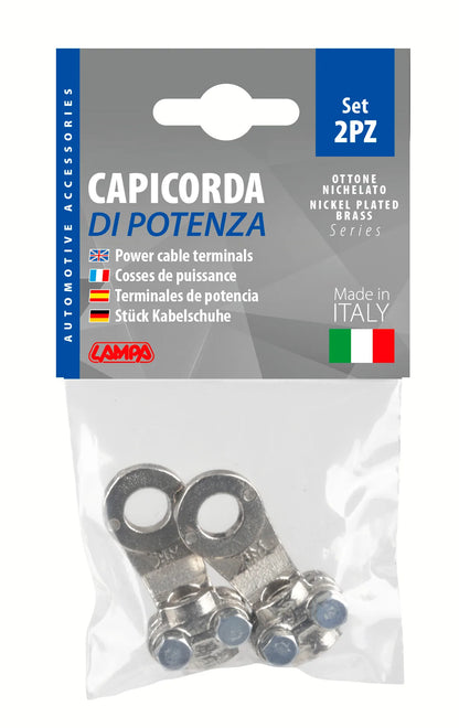La confezione di Set 2 pz capicorda di potenza in ottone nichelato, con, vista 3