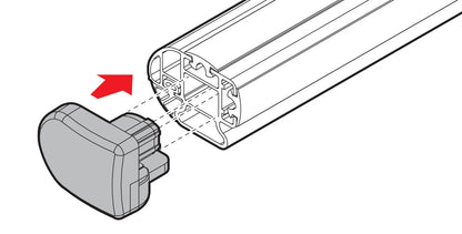 Disegno tecnico quotato di Set 2 tappi apribili per barre Kargo-Plus, con le misure