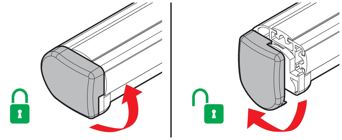 Disegno tecnico quotato di Set 2 tappi apribili per barre Kargo-Plus, con le misure, vista 2