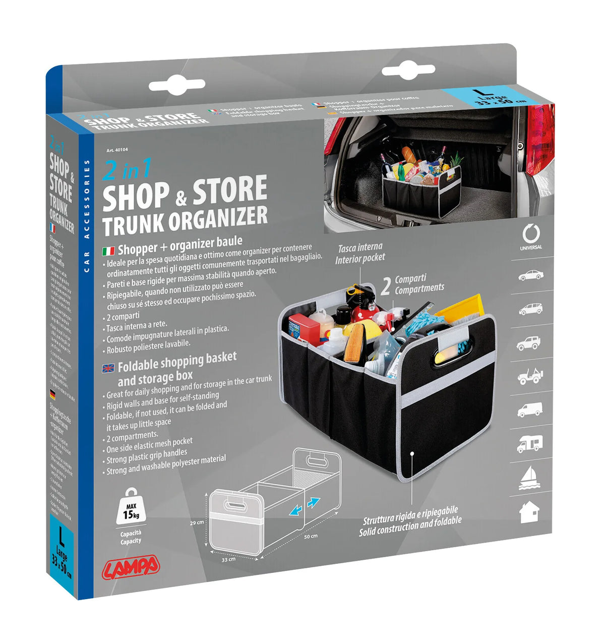 La confezione di Shop & Store, organizer baule pieghevole