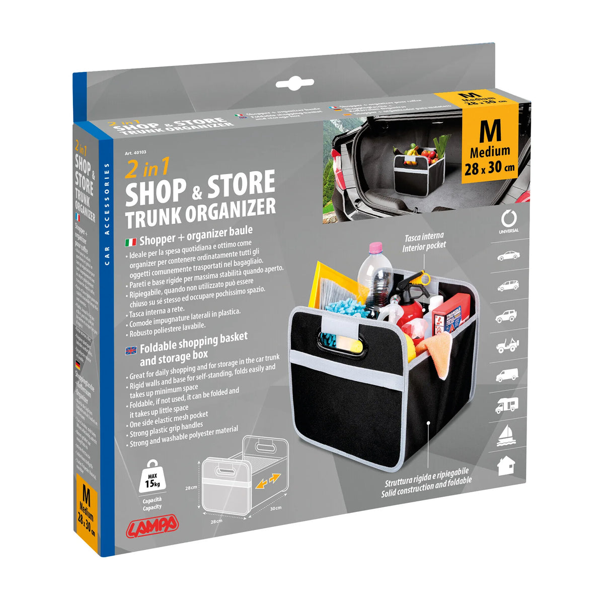 La confezione di Shop & Store, organizer baule pieghevole