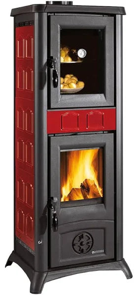 Stufa A Legna Gemma 5.0 Forno 7,3 Kw Elegance Bordeaux (Conto Termico) - misure cm.46,0x49,5x120,7h. - peso Kg.121