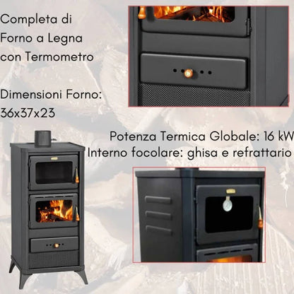 Stufa a legna con forno mod. fime 12/16kw