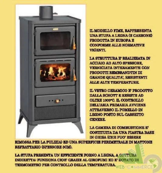 Stufa a legna con forno mod. fime 12/16kw