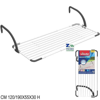 GIMI Stendibiancheria da appendere Brezza Extend in acciaio per balcone L 192 cm bianco   