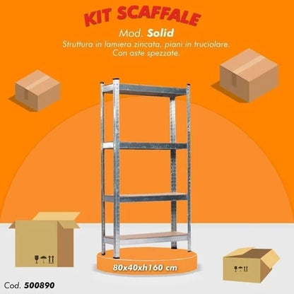 Scaffale kit solid 4 PIANI .cm.80x40x160h