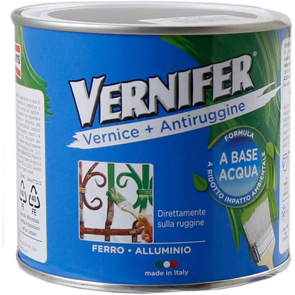 AREXONS | Vernifer a Base Acqua, Vernice e Antiruggine 500 ml, Colore Grigio Medio Brillante  