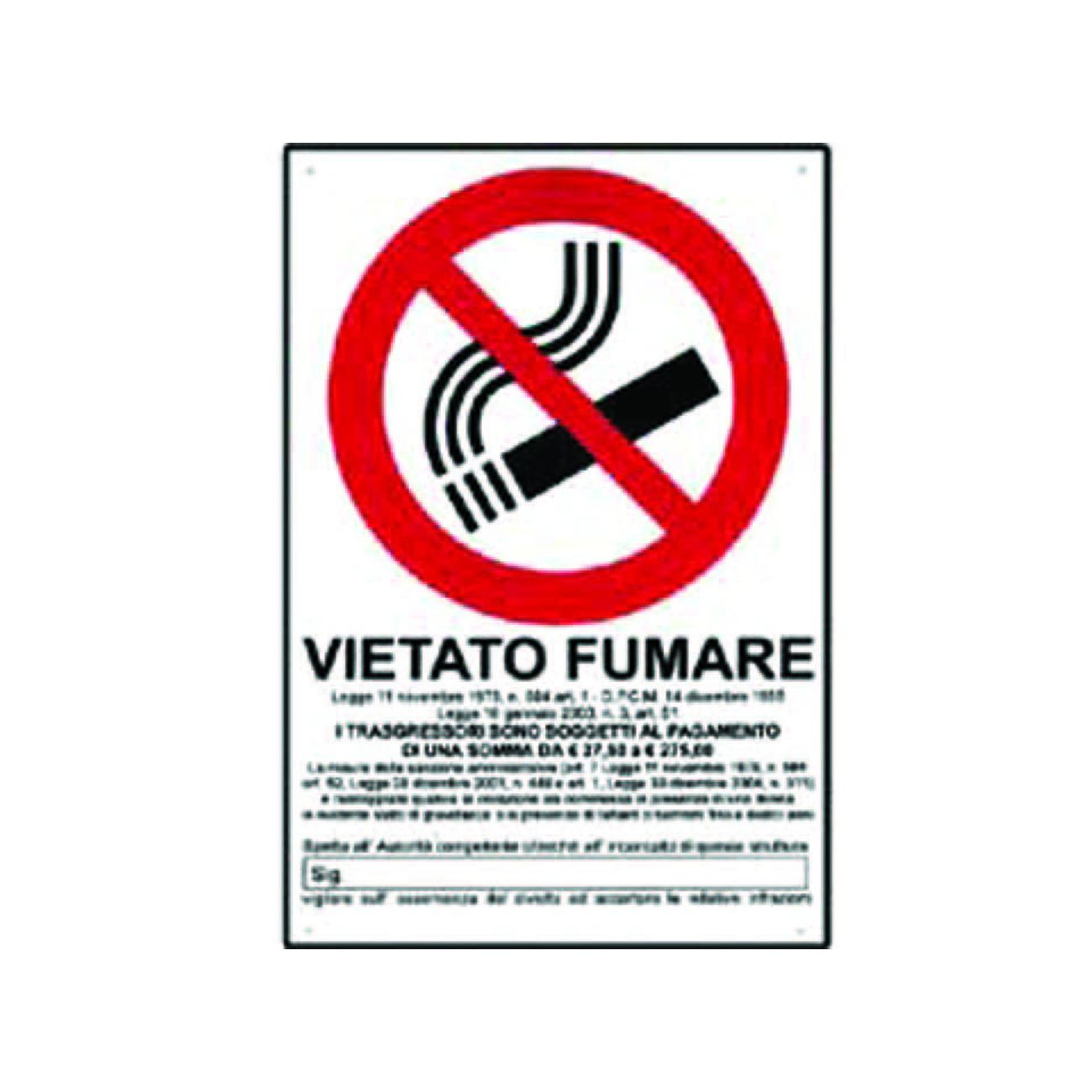 Cartello vietato fumare - cm.20x30h. - 10 pz