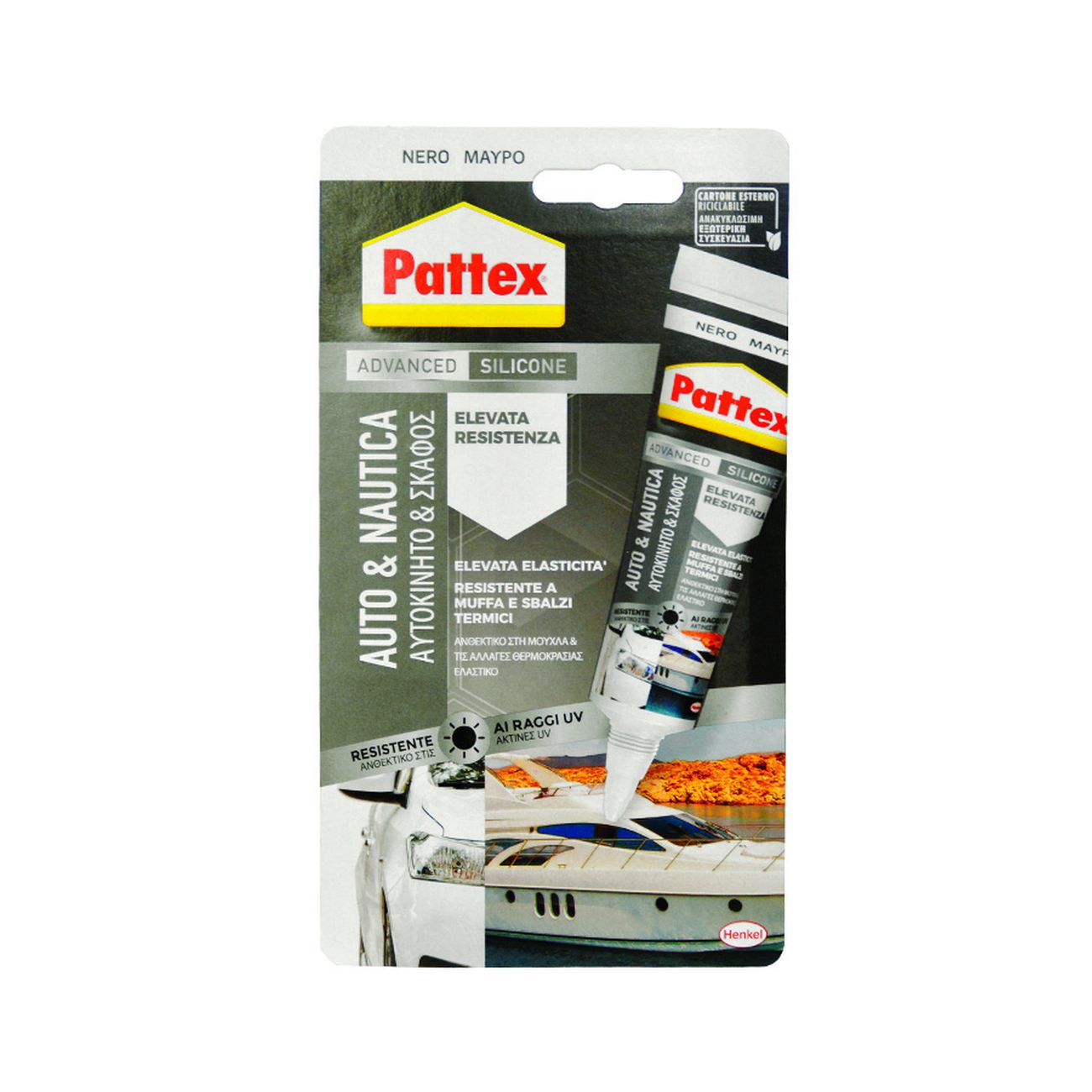 Pattex silicone sista silicon 5 nero autonautica - ml.60 - 6 bl