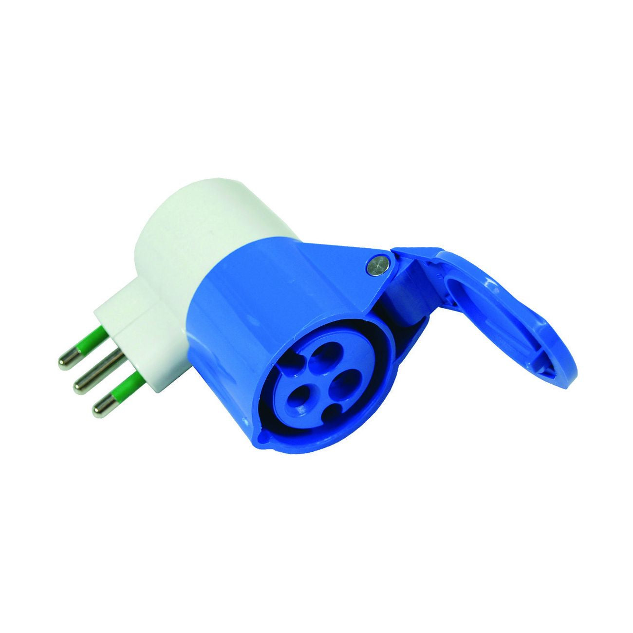 Adattatore industriale con spina 16a e presa cee 309 - 16a colore blu 73000