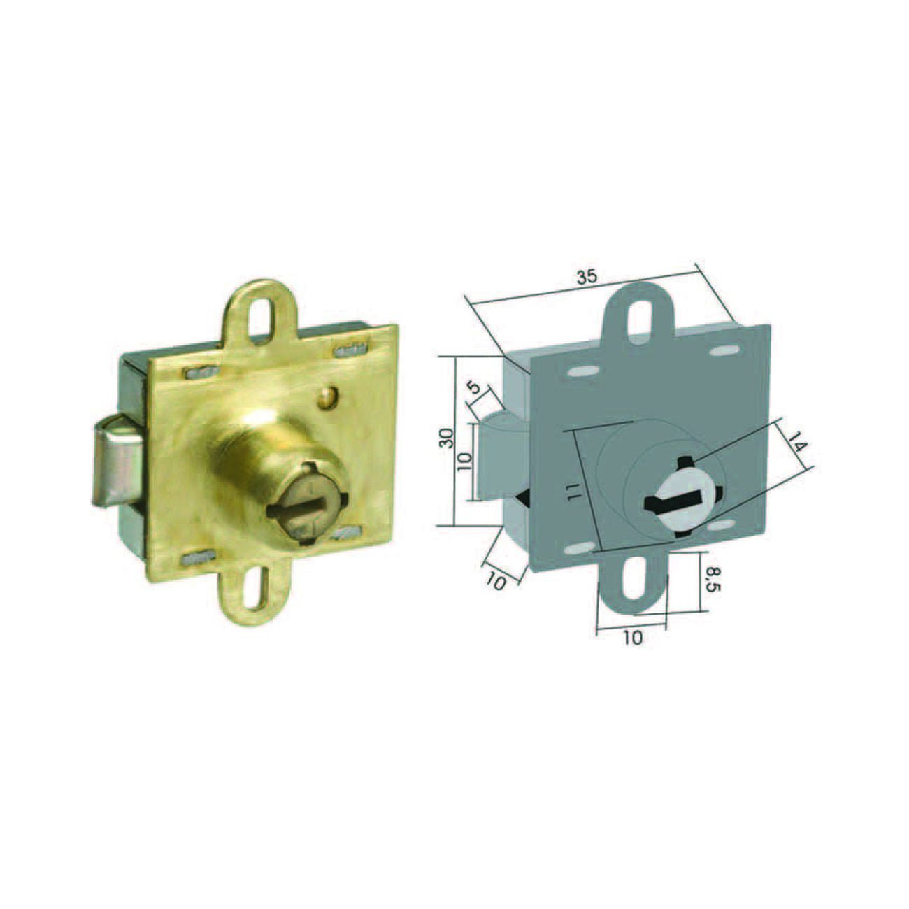Serratura da incasso per casellario 143 -  (143) - 5 pz
