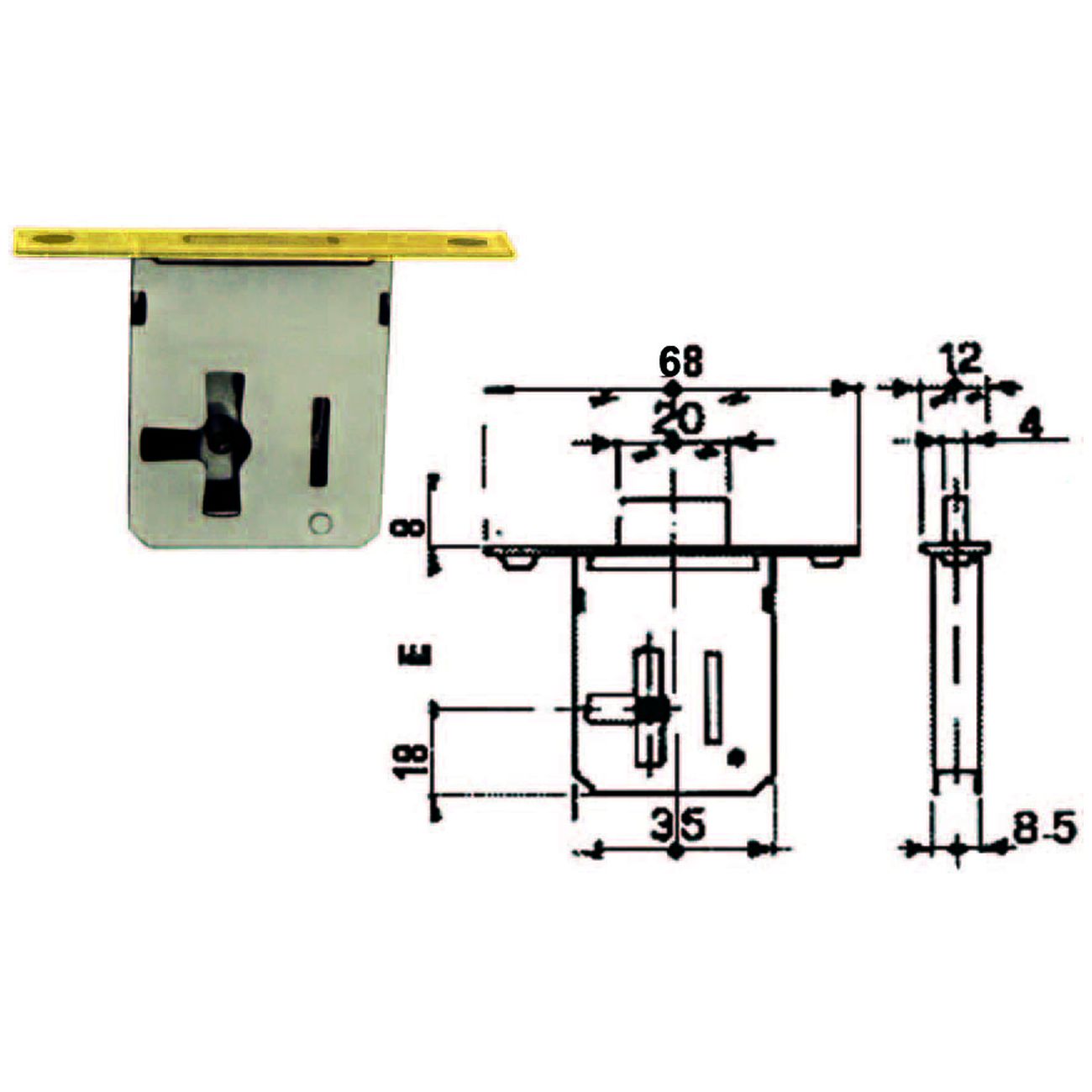 Serratura Da Infilare 1 Leva Bordo Ottonato  - mm.50 SX - 5 pz