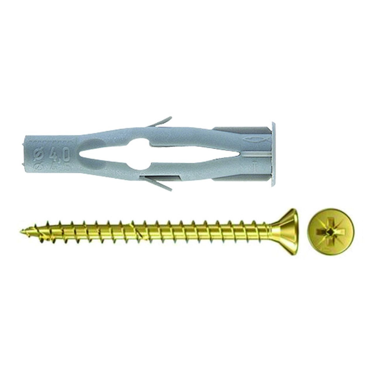 Tassello In Nylon Con Vite "Fu-V" - ø mm.6x35 vite mm.3,5x45 - 100 pz