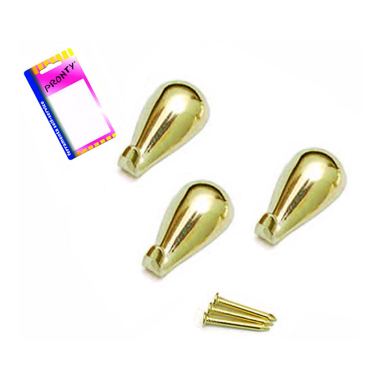 Ganci per quadri a goccia oro in blister - mm.27, in bl.3 pz. - 12 bl