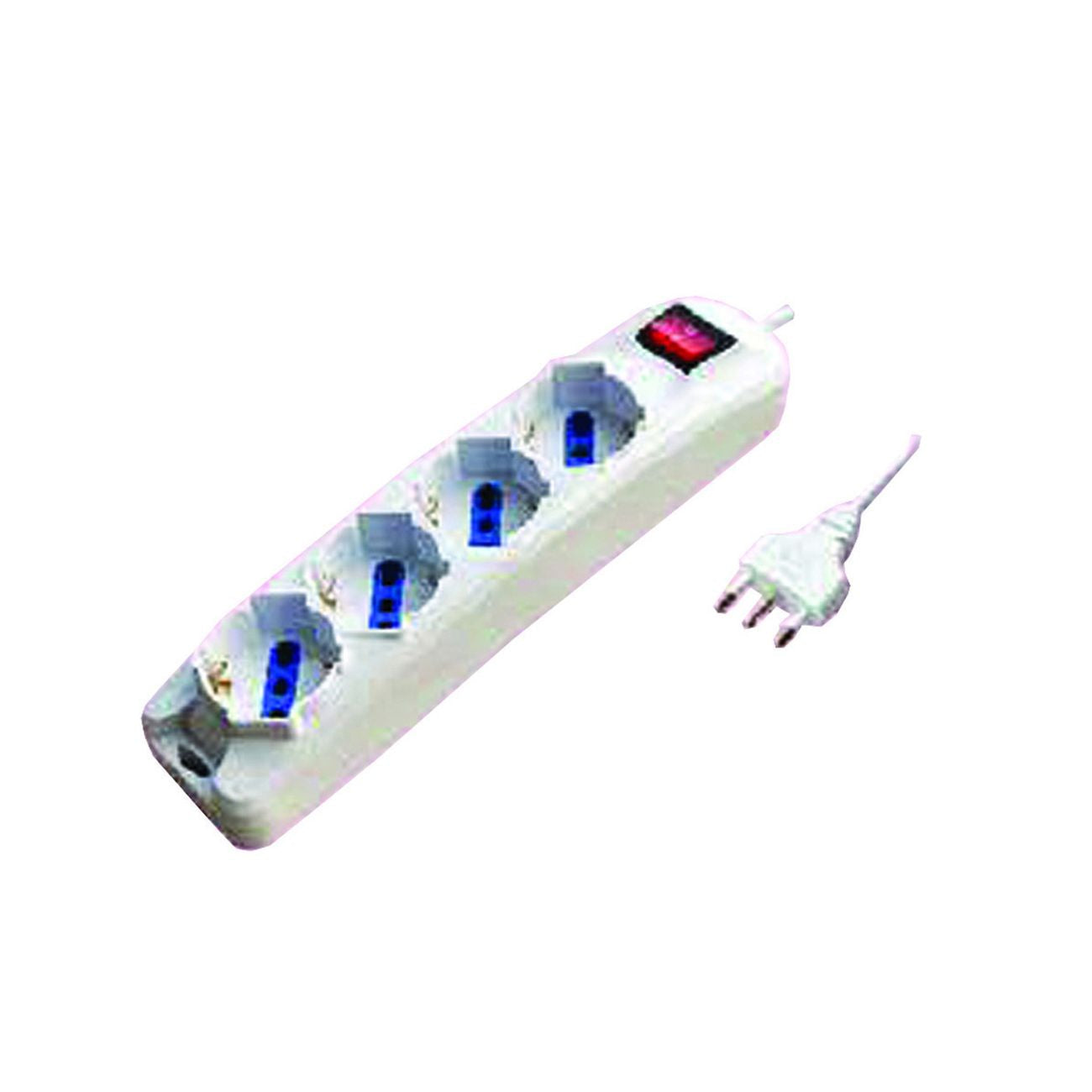 Multipresa - 4 posti - con schuko e con interruttore - colore bianco - 2 bl