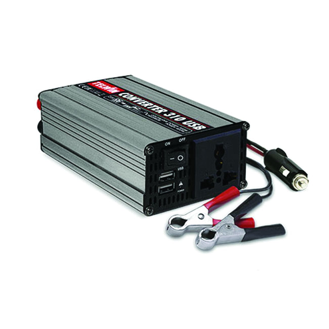 Convertitore inverter 12v-230v 310w con 2 usb - cm.17x9,5x5,4 - 0,8 kg.