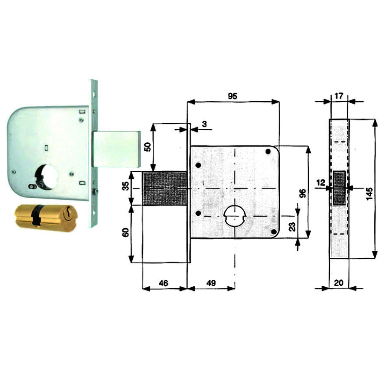 Serratura da infilare per cancelli solo catenaccio 136 - mm.50 (136 50 0)