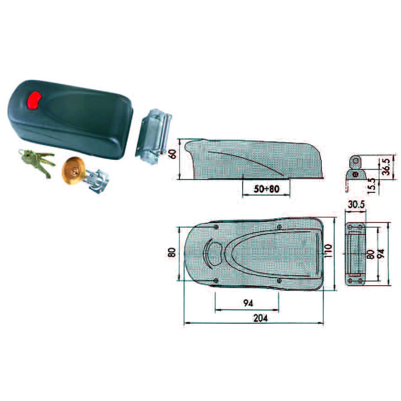 Elettroserratura per porte in legno con pulsante interno 1a610 - (1a610.00.0)