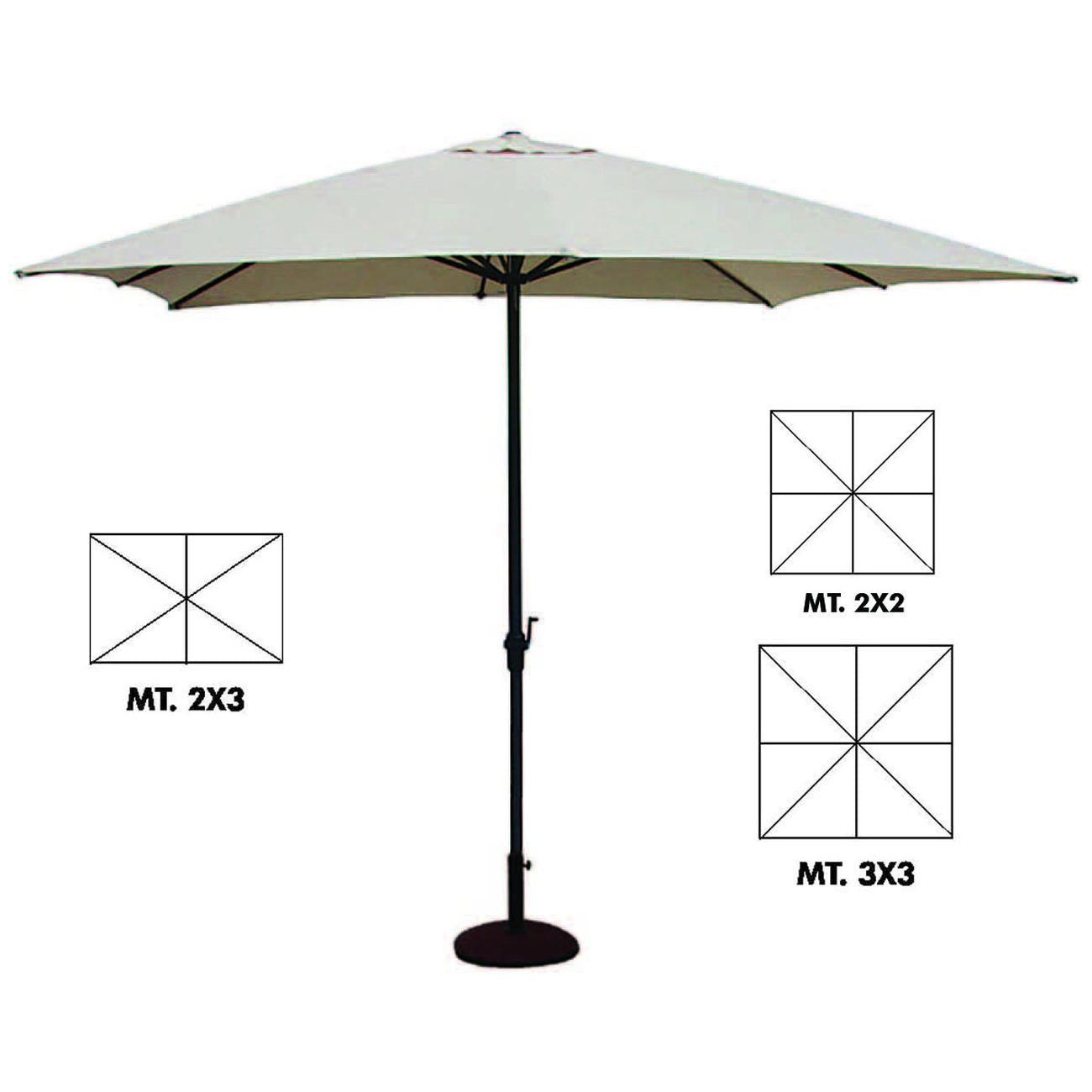 Ombrellone In Metallo Con Manovella - cm.200x200 palo ø mm.38 a 6 stecche