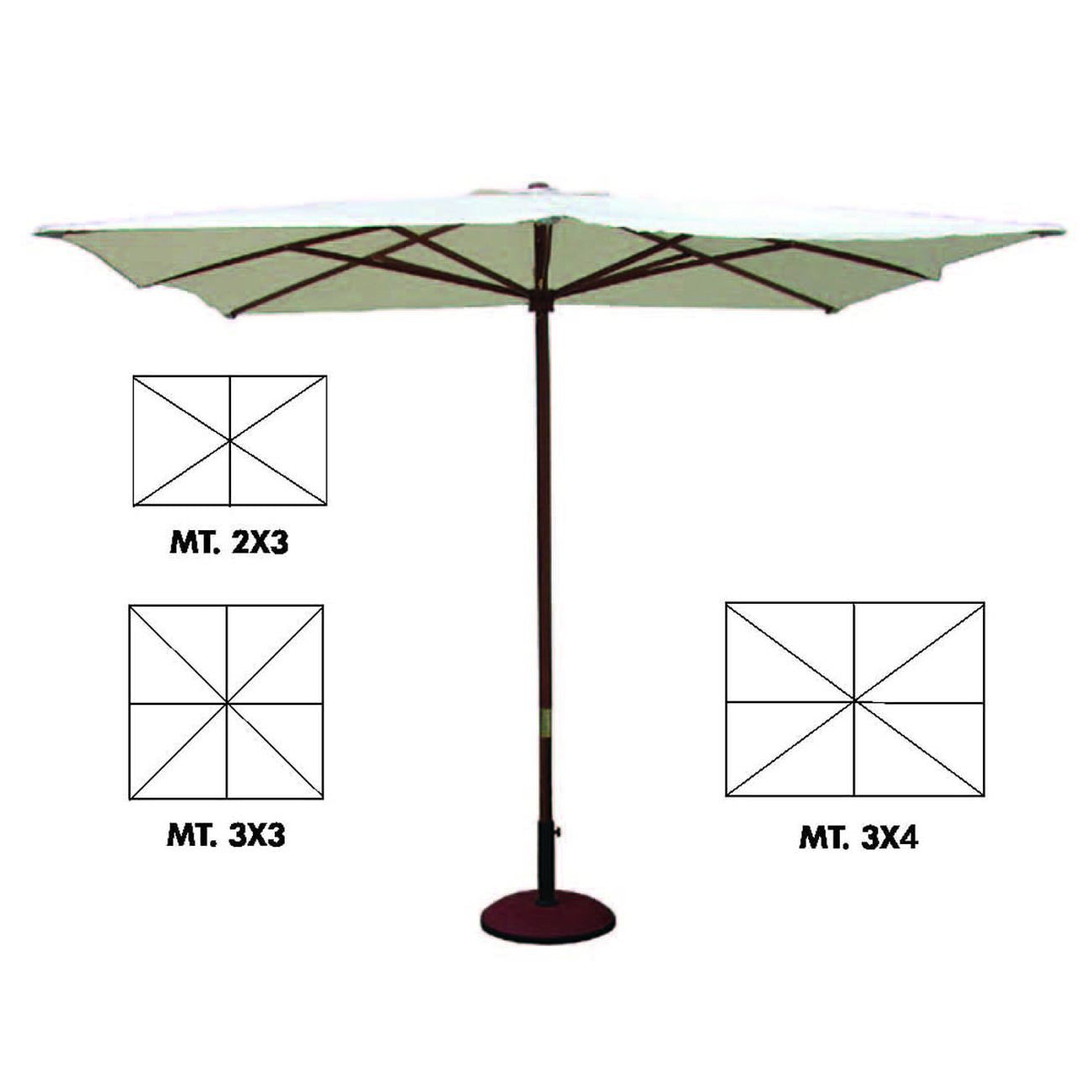 Ombrellone quadro e rettangolare in legno