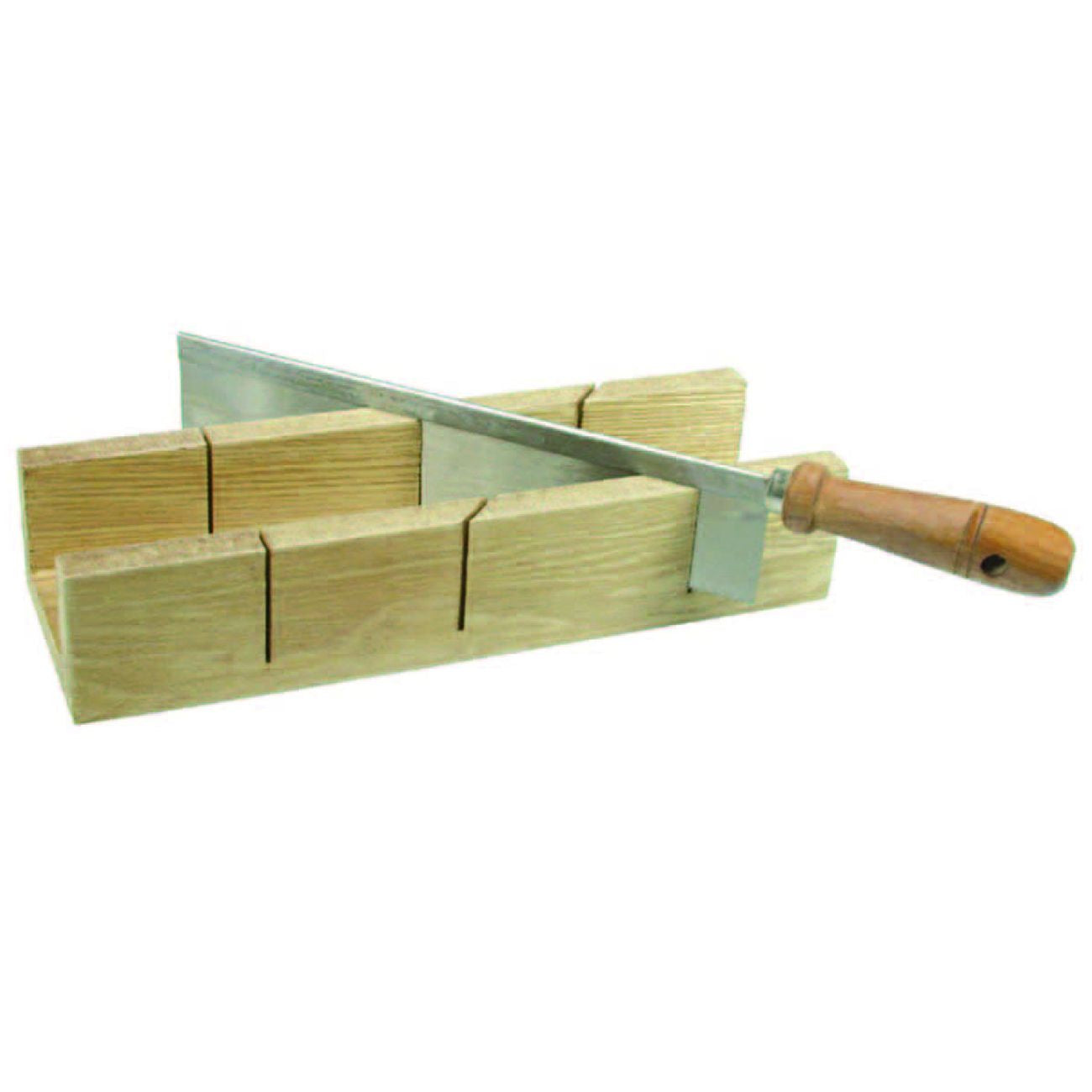 Dima tagliacornici in legno con sega - misure dima mm.300x95x60 int.