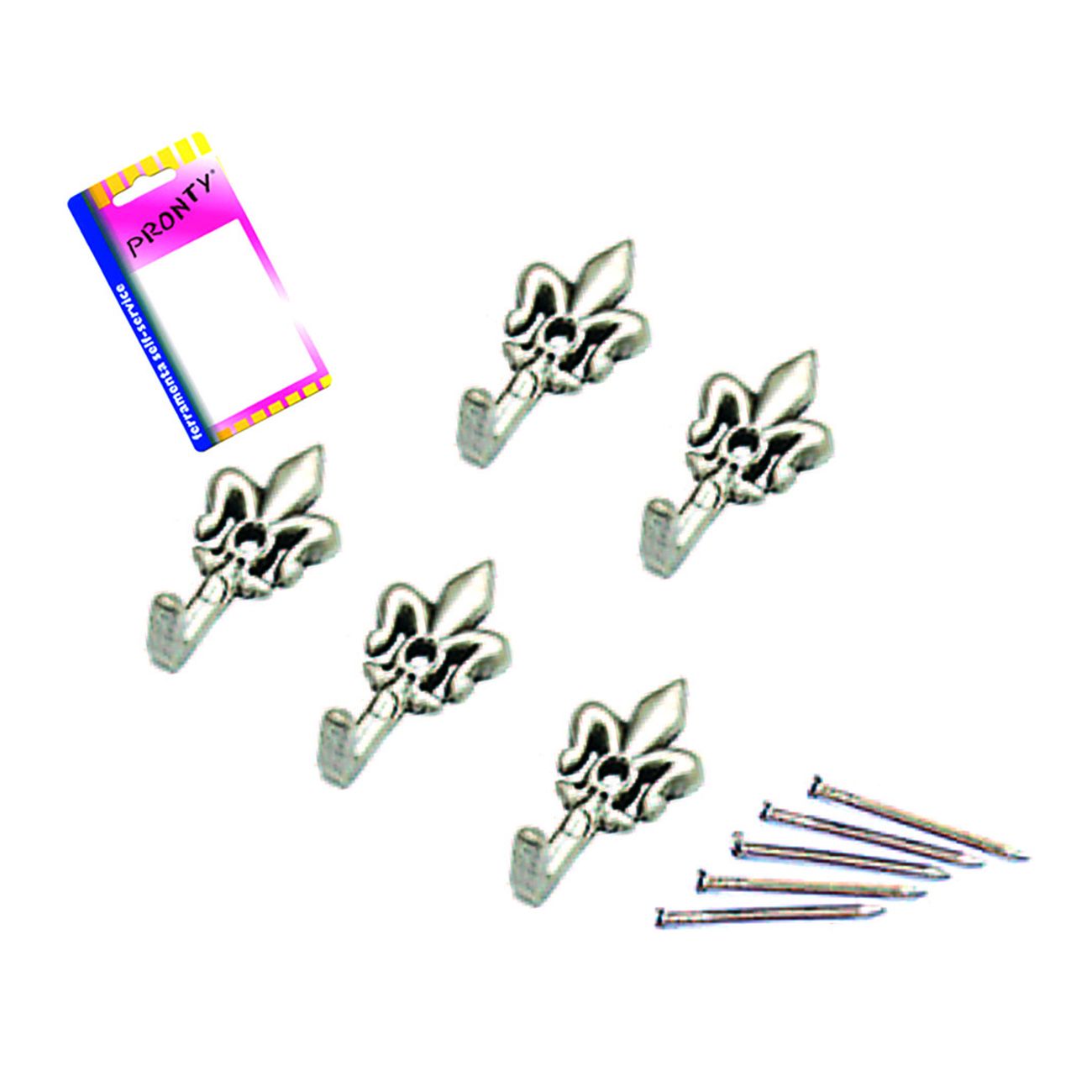 Ganci per quadri giglio argento micro - mm.24, in bl.5 pz. - 12 bl