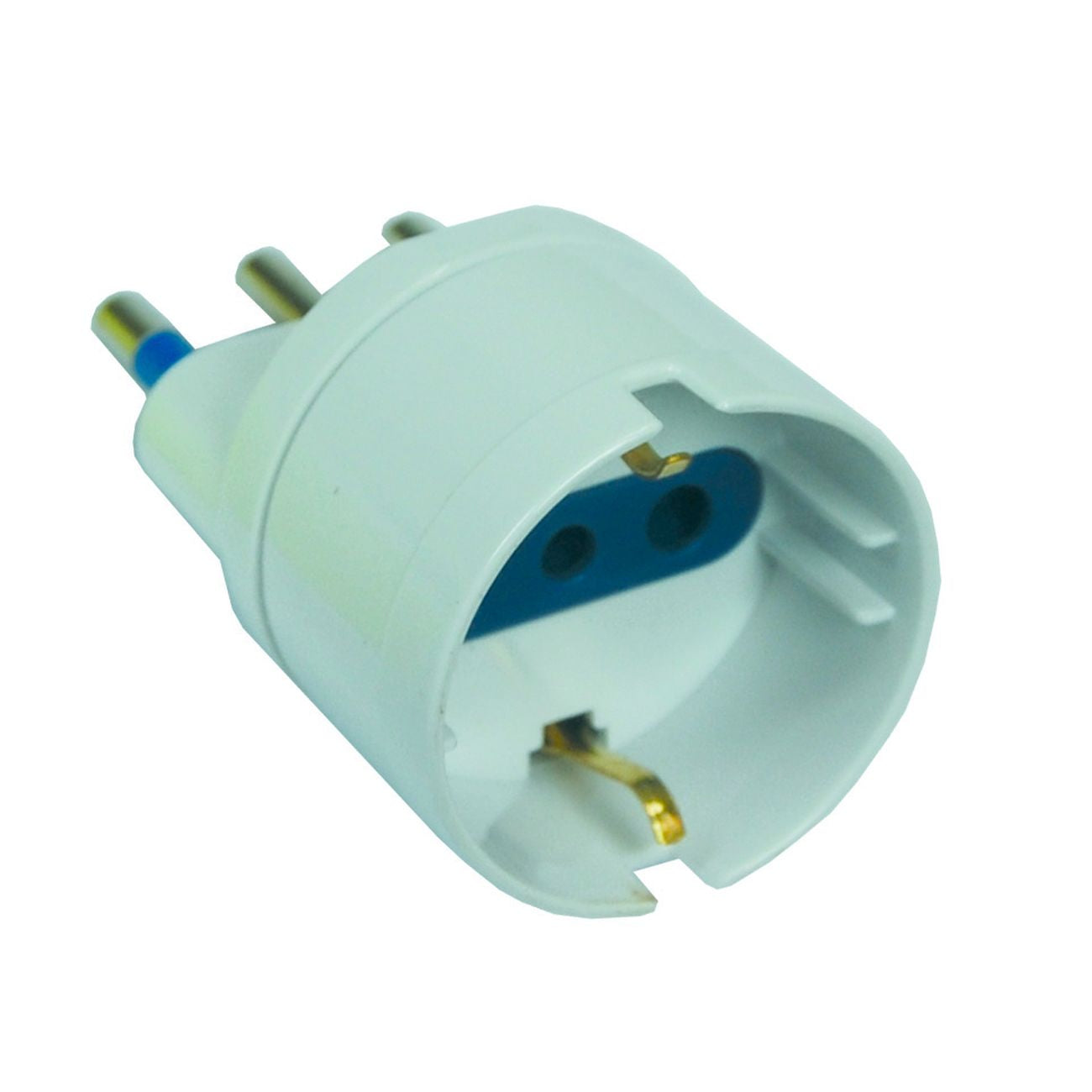Adattatore 2p+t con presa schuko bianca