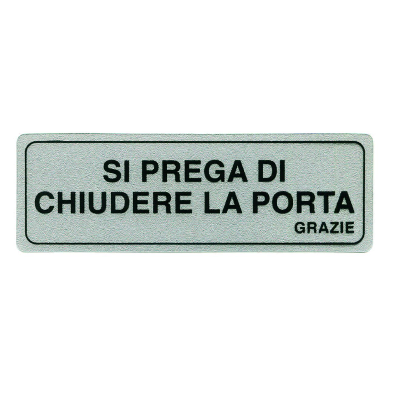 Targhetta adesiva si prega di chiudere la porta grazie - cm.15x5h. - 10 pz