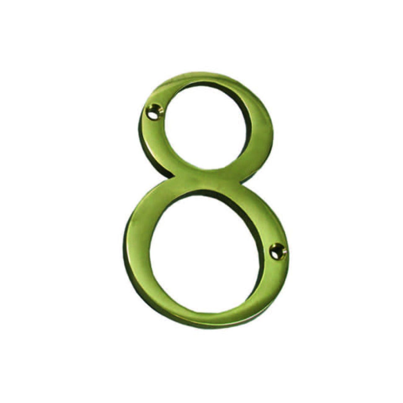 Numero civico 8 inglese in ottone lucido - 5 pz
