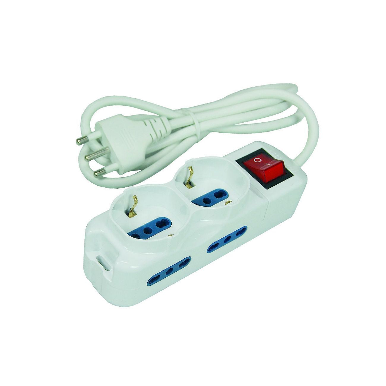 Multipresa da tavolo compatta  2 schuko + 4 bipasso con interruttore - 2 bl