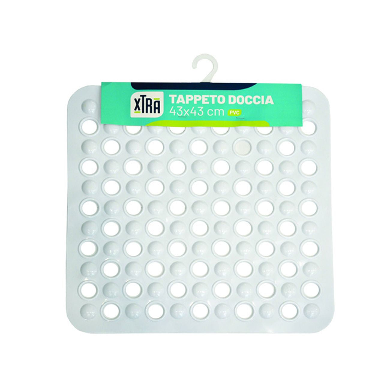 Tappeto Doccia Quadro In Pvc Bianco - cm.43x43