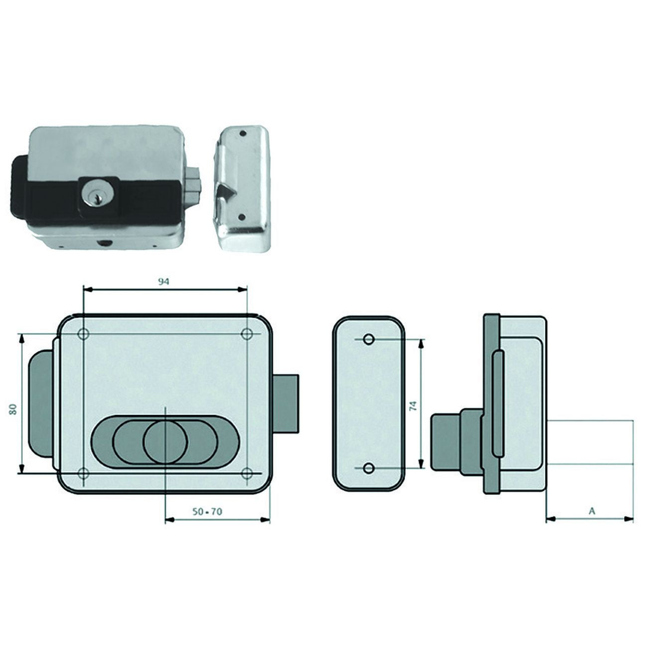 Elettroserratura cancelli reversibile foro variabile multipla 5011 - mm.50-70 (5011/1z)