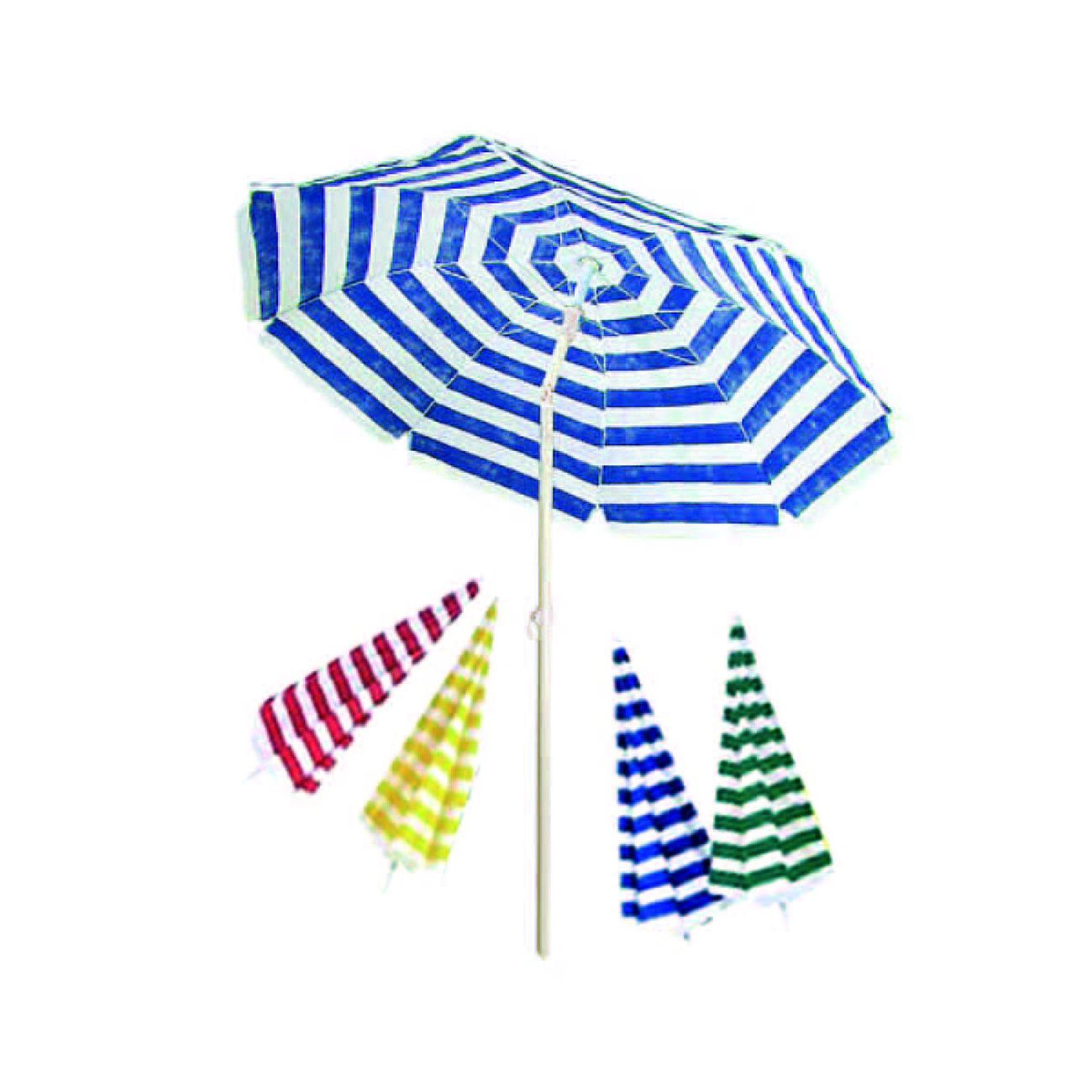 Ombrellone Da Spiaggia In Cotone Tondo Cm.200 - colore bianco/blu