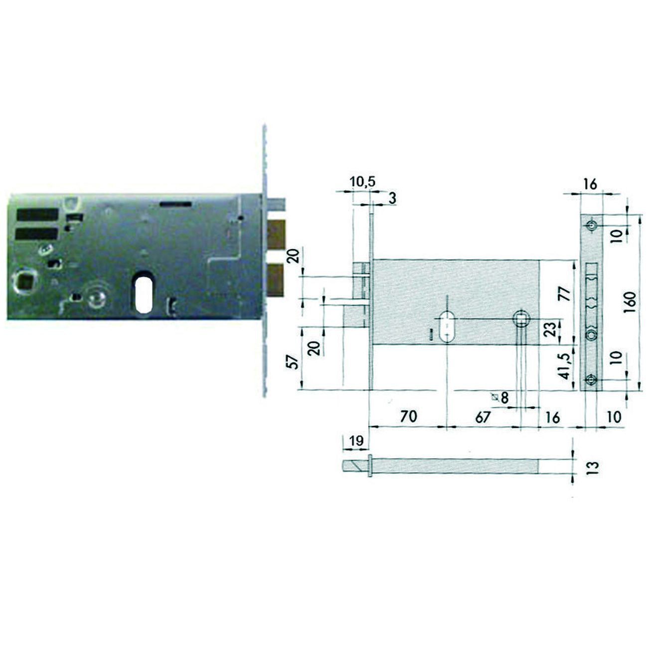 Elettroserratura da infilare per fasce mm.77 h 14460 - mm.70 (14460700)