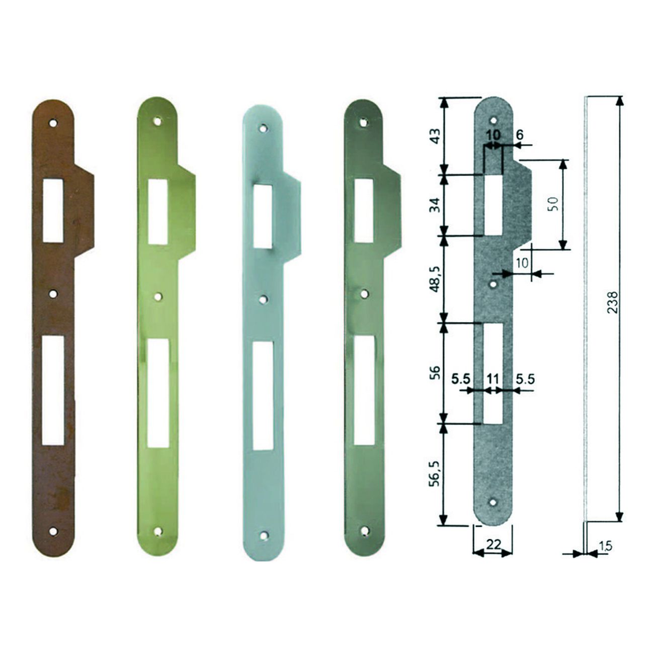 Contropiastra Con Aletta Per Serratura Patent A Bussola Bordo Tondo - acciaio nichelato (B.00590.11.06) - 5 pz