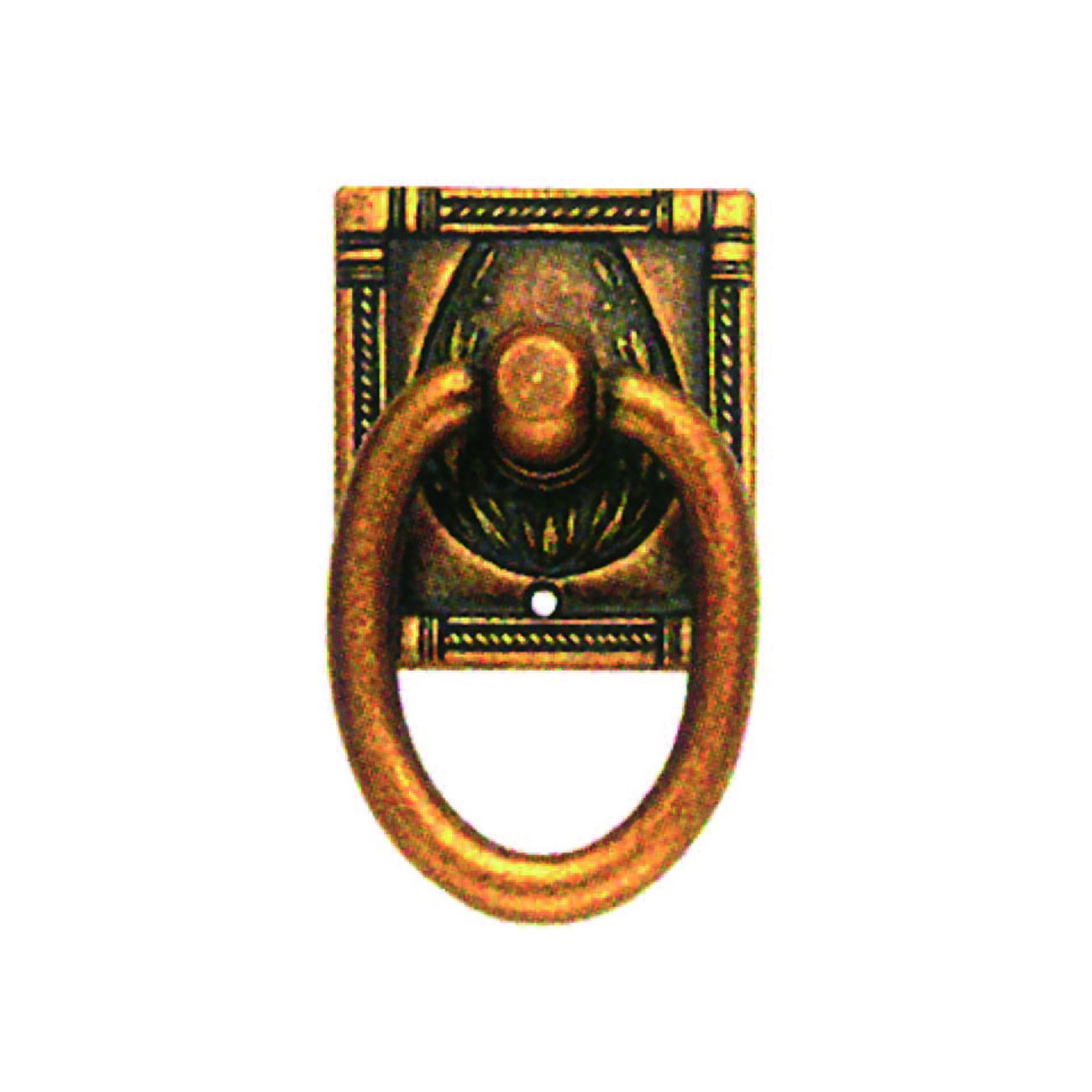 Maniglie ad anello snodate base quadra mod.12323 zama ottone anticato - piastra mm.33x15x35h. - anello mm.33x40h. - 5 pz