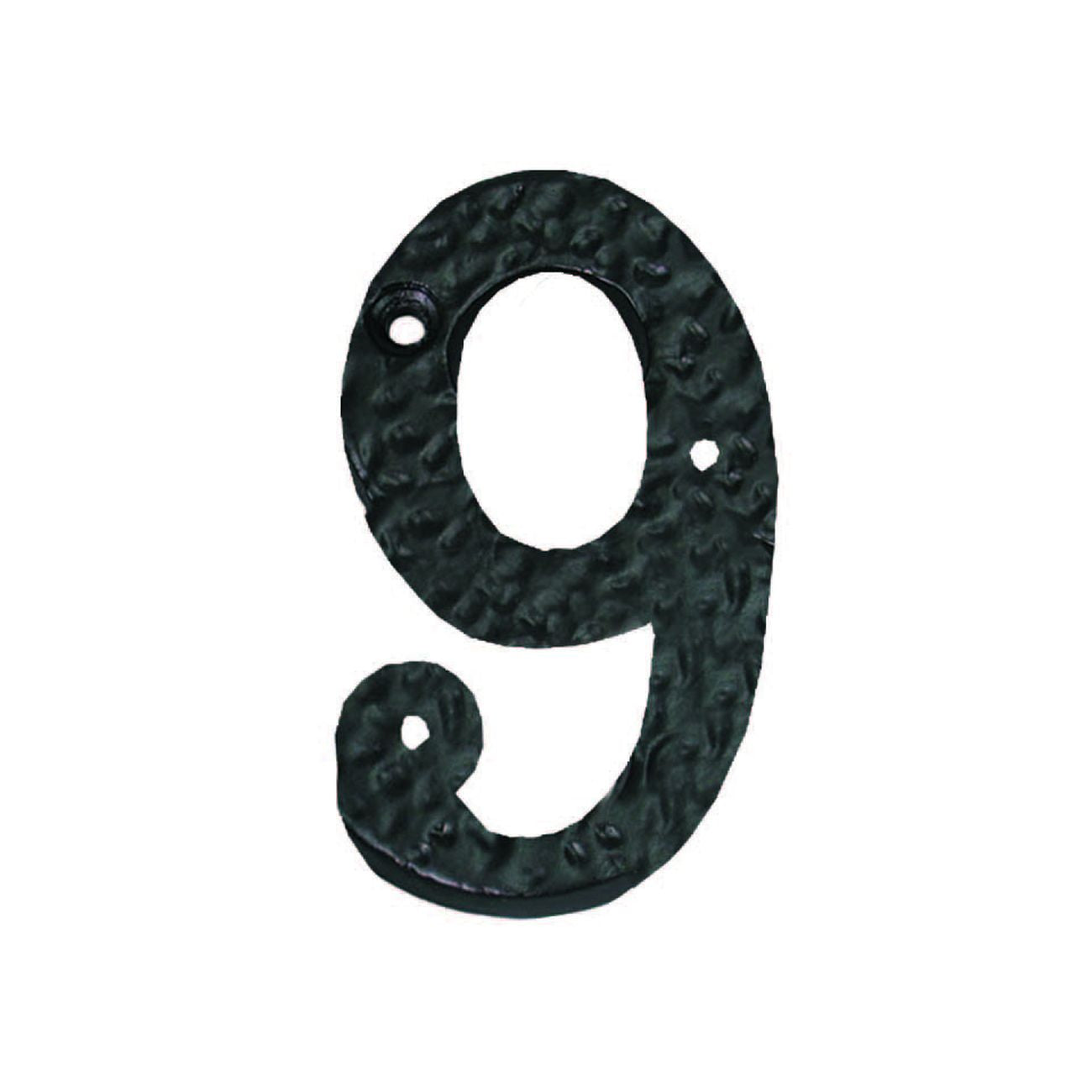 Numero civico 9 in ferro nero opaco