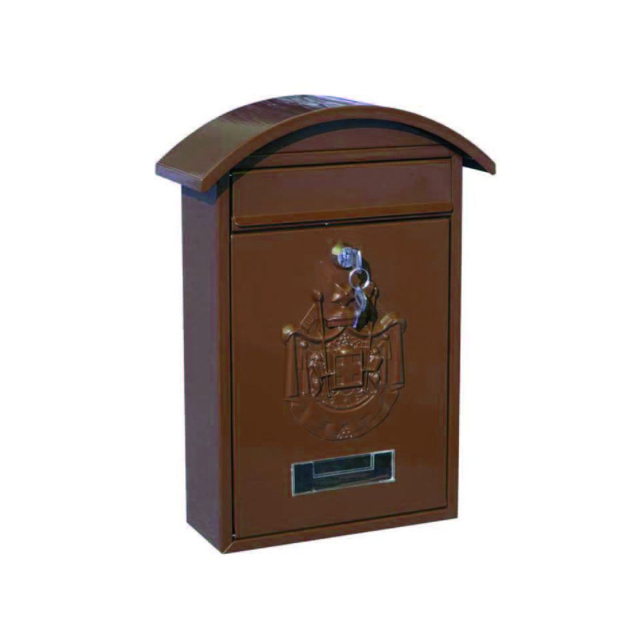 Cassetta postale con tetto e chiave a cilindro per esterni marrone - cm.21x6x31h. - colore marrone