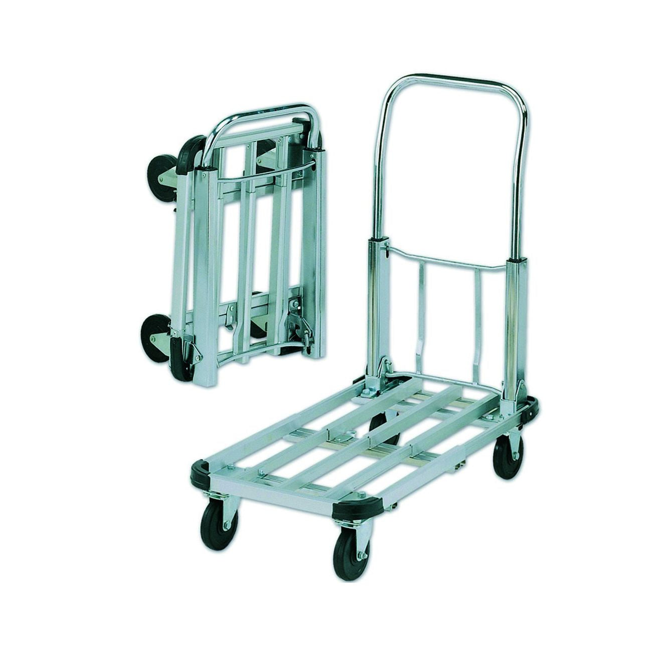 Carrello portatutto a 4 ruote pieghevole allum./acciaio portata kg.150