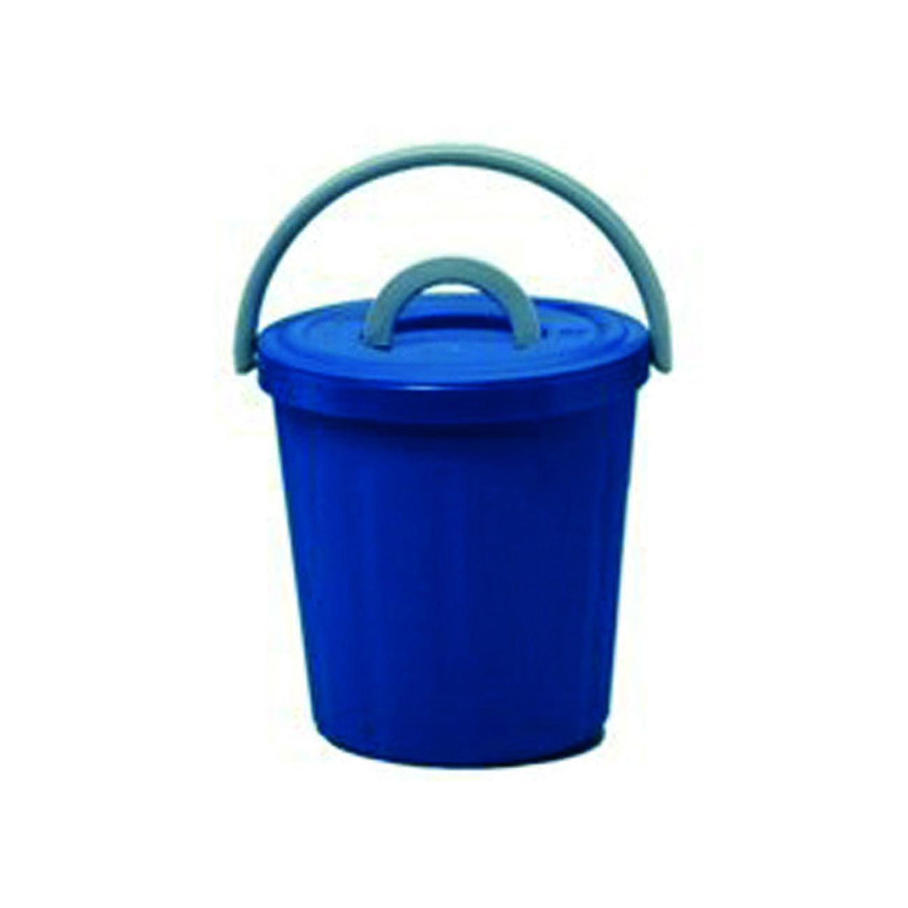 Pattumiera con coperchio lt.15 - Ø cm.32x32h., colore blu