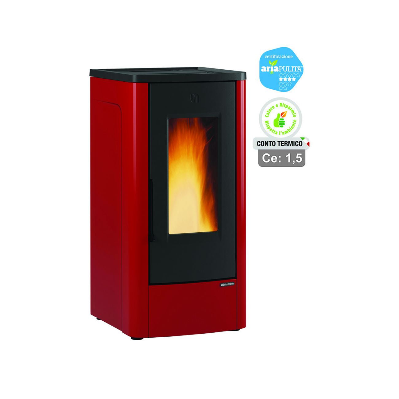 Stufa a pellet dahiana plus canalizzata 10kw bordeaux (conto termico) - misure cm.52,5x60,2x108h. - peso kg.160