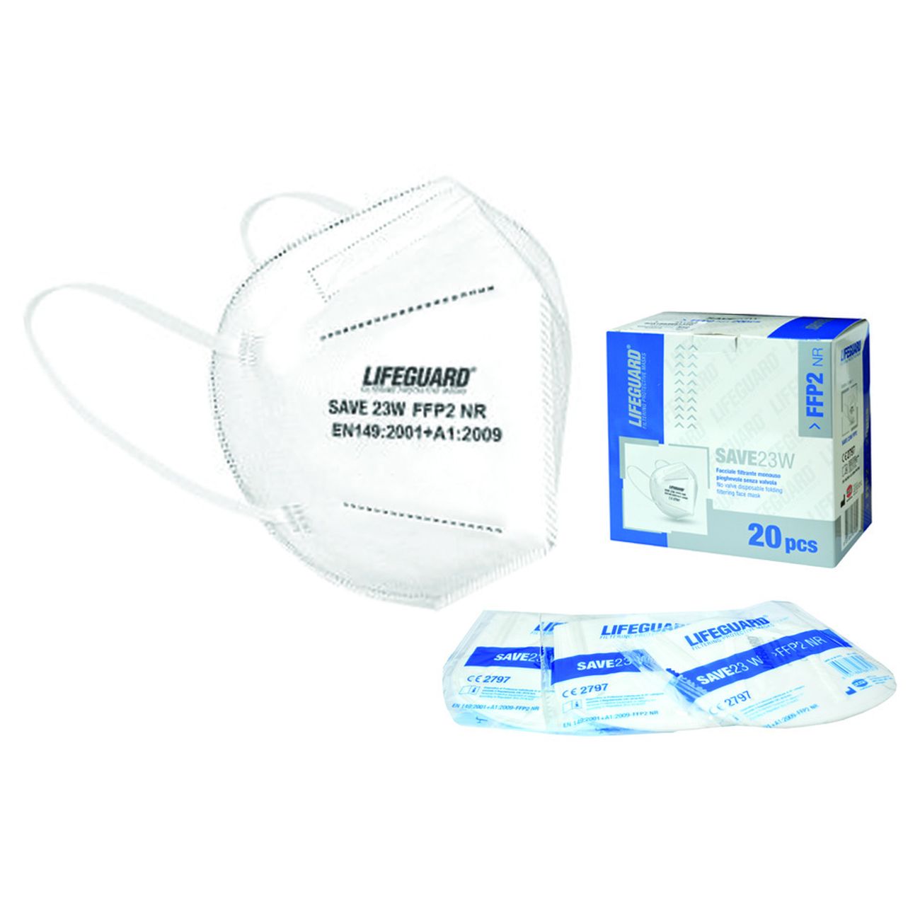 Mascherine protettive classe ffp2 modello kn95 - colore bianco - 20 pz