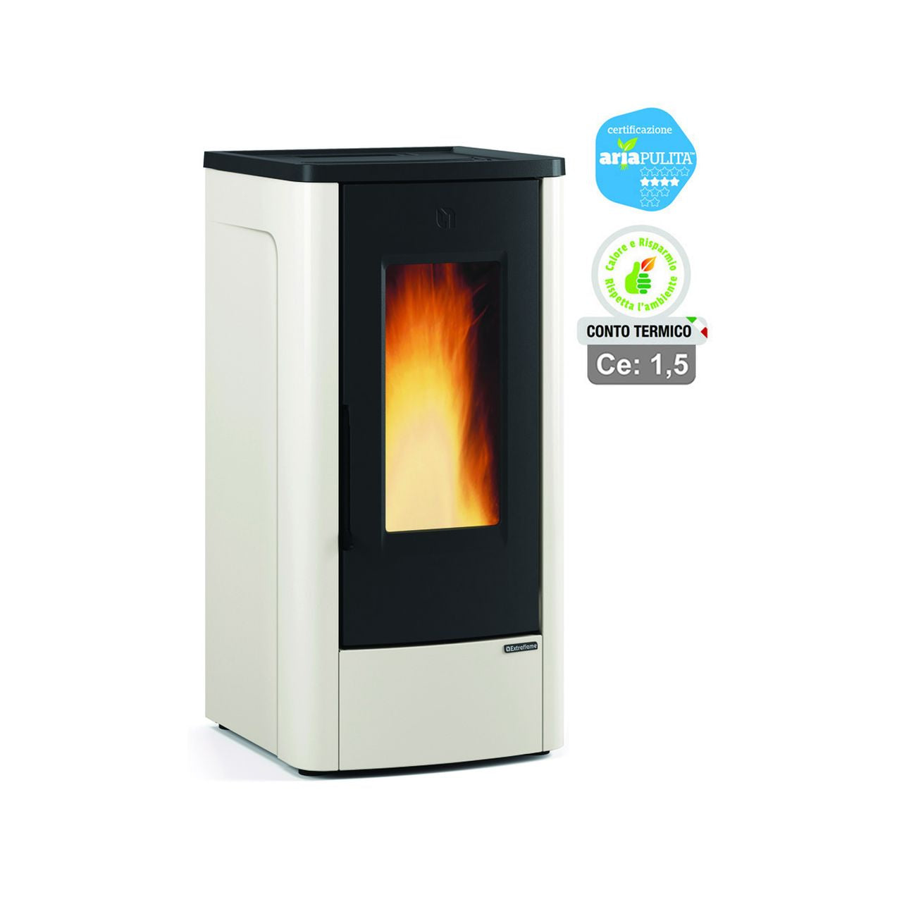 Stufa a pellet dahiana plus canalizzata 10 kw avorio (conto termico) - misure cm.52,5x60,2x108h. - peso kg.160