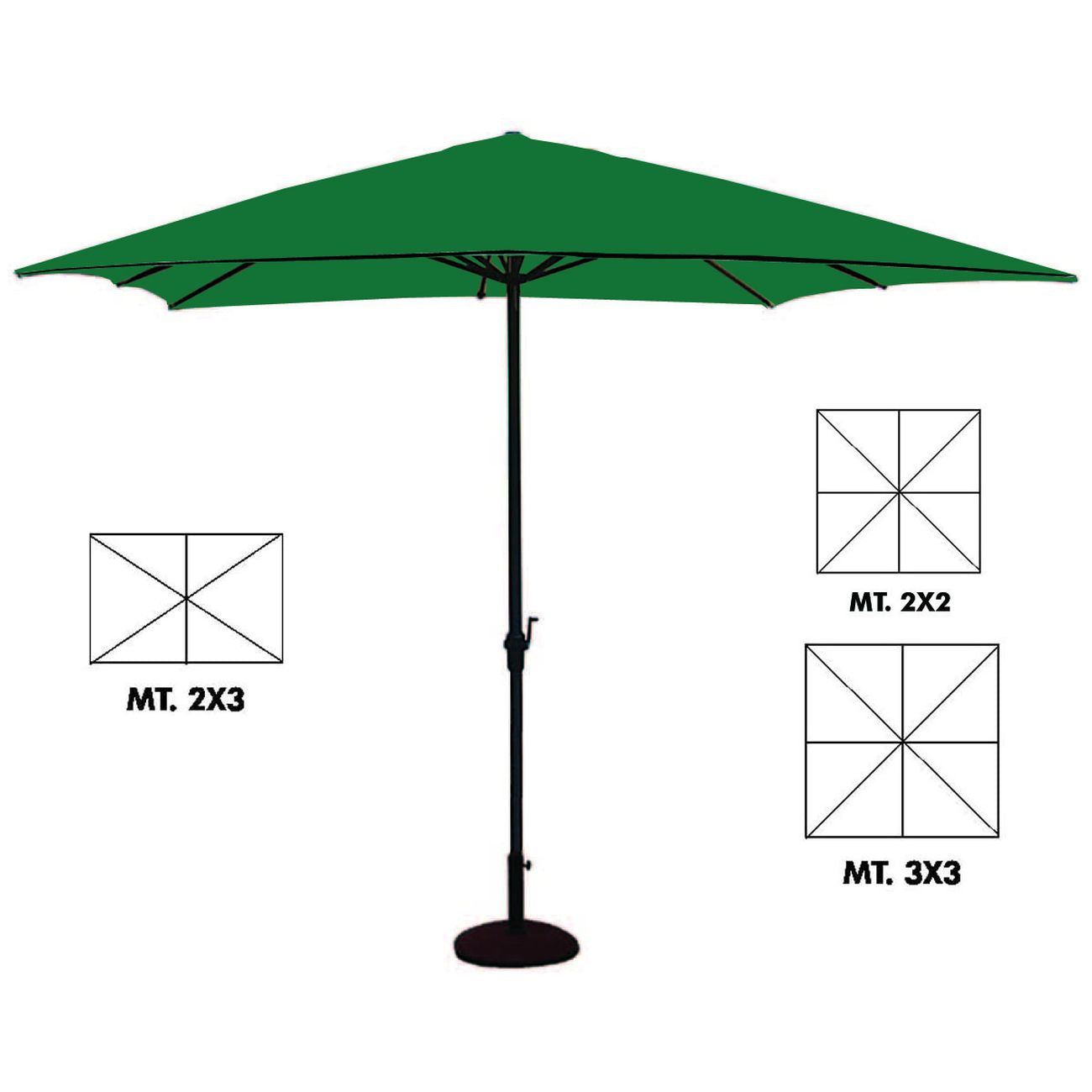 Ombrellone In Metallo Con Manovella - cm.300x300 palo ø mm.48 a 8 stecche