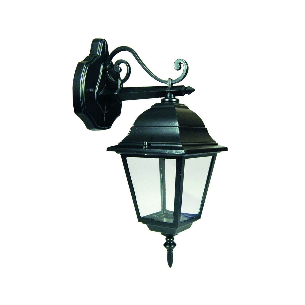 Lanterna con braccio superiore lavorato modello new york - 60w ip44 mm.192x370h. colore nero