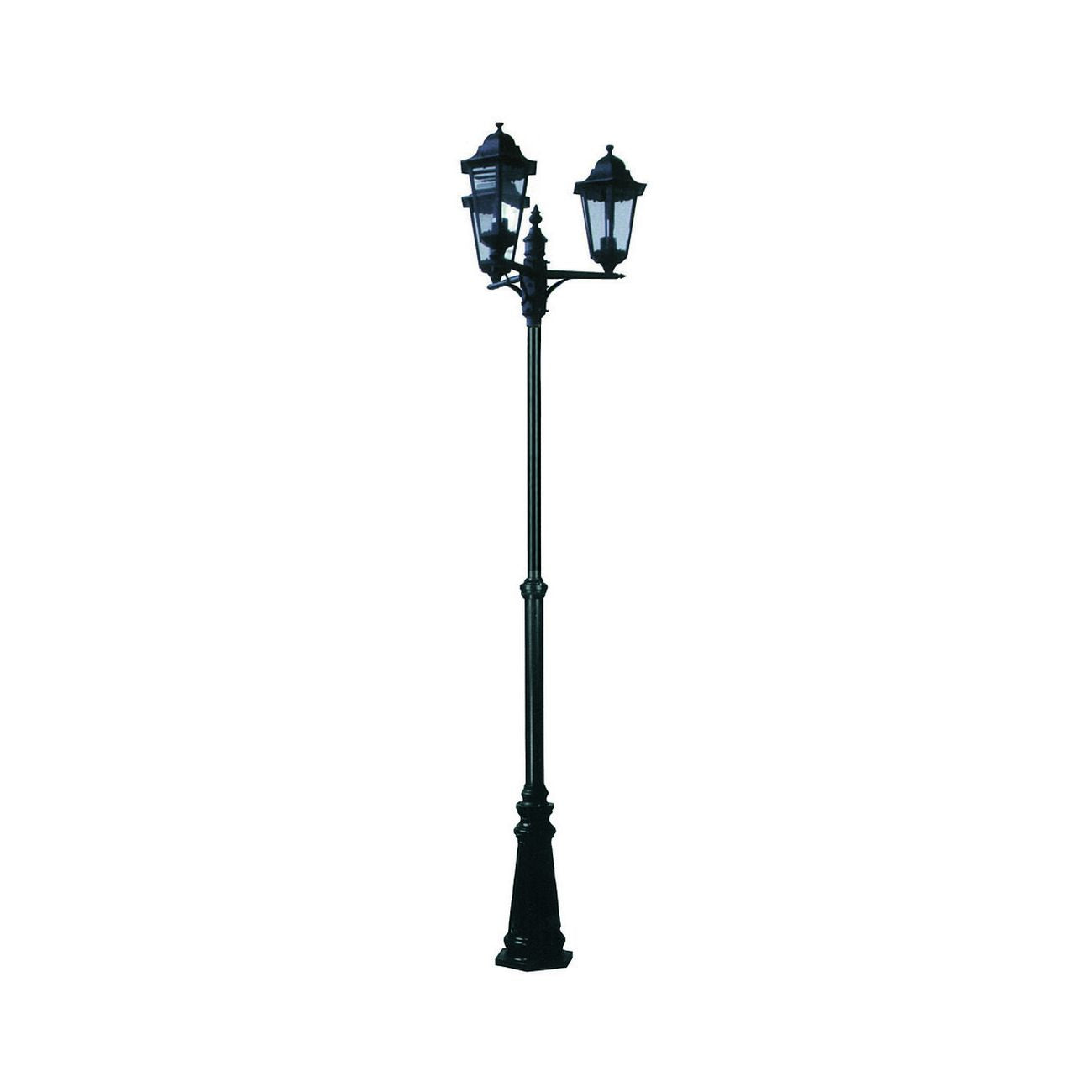 Lampione 3 Luci Su Palo Modello Berlino - 3X100w IP44 cm.230h. colore nero