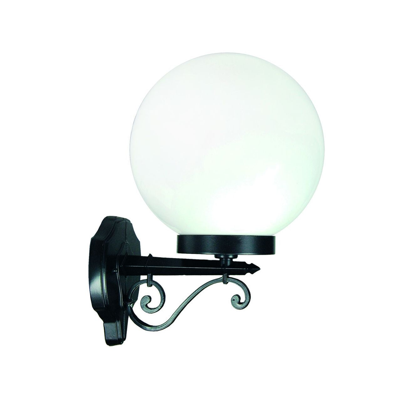 Lanterna Con Braccio Inferiore Lavorato Modello Sfera - 100w IP44 mm.290x383h. colore nero