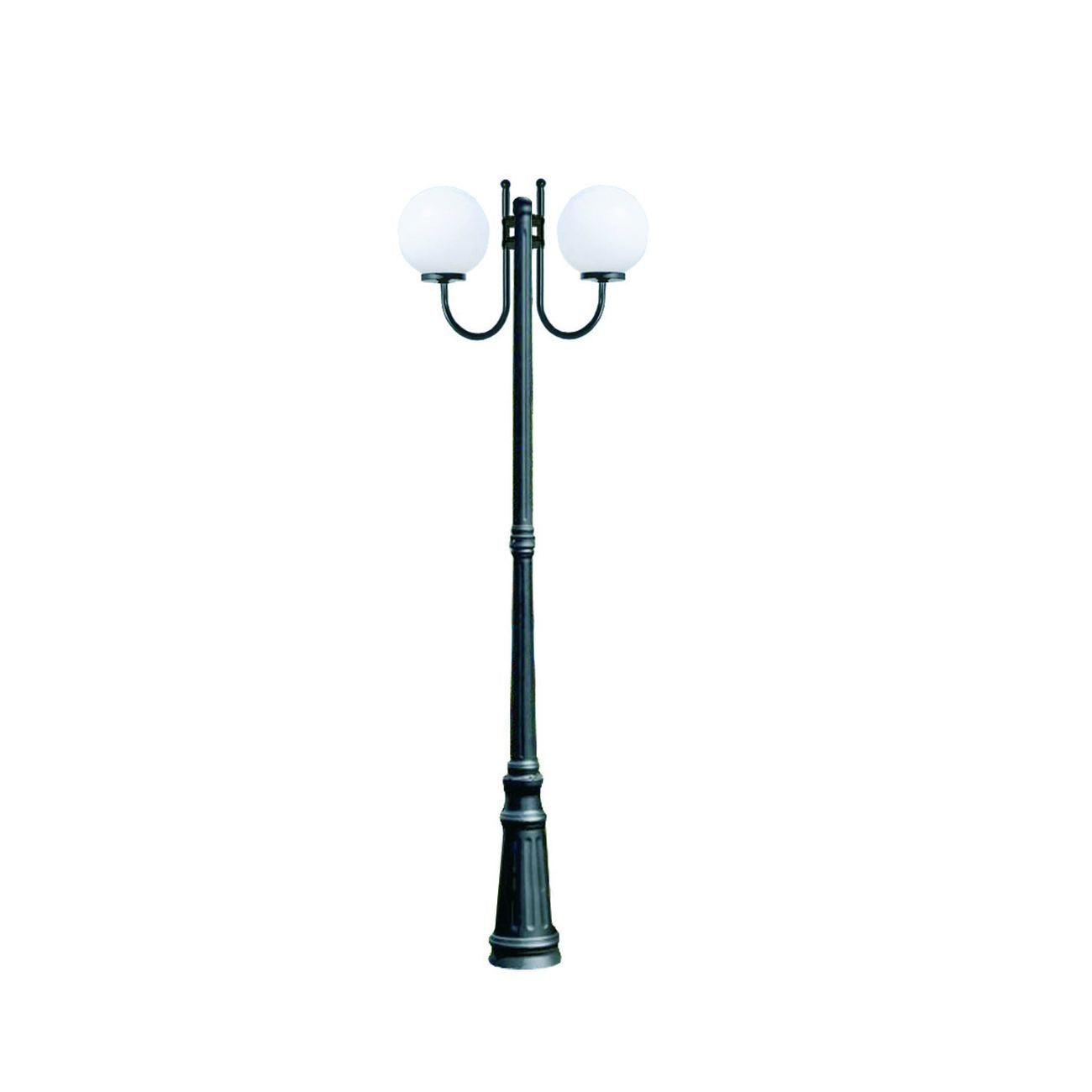 Lampione 2 Luci Su Palo Modello Sfera - 2x100w IP44 cm.230h. colore nero 